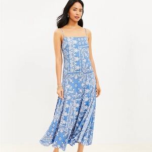 Loft Bandana Print Slip Dress - Blue
